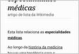 Lista de especialidades médicas Wikipédia, a enciclopédia livr